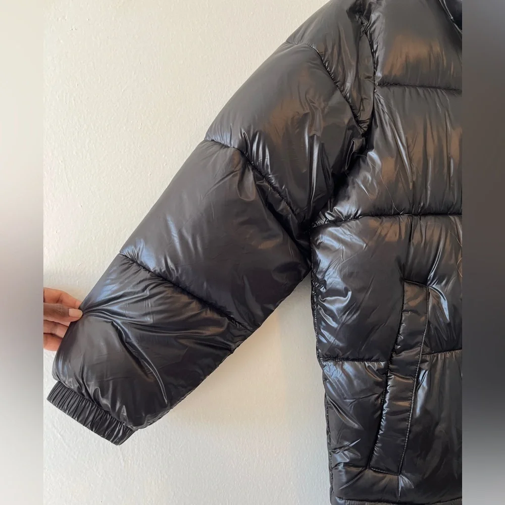 Gap Recycled Nylon Quilted Puffer Jacket Men's XL In High Shine Pri True Black - Picture 5 of 12